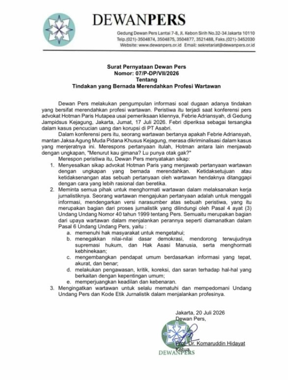 Dewan Pers Kecam Tindakan yang Merendahkan Wartawan, Ingatkan Pentingnya Etika Berkomunikasi