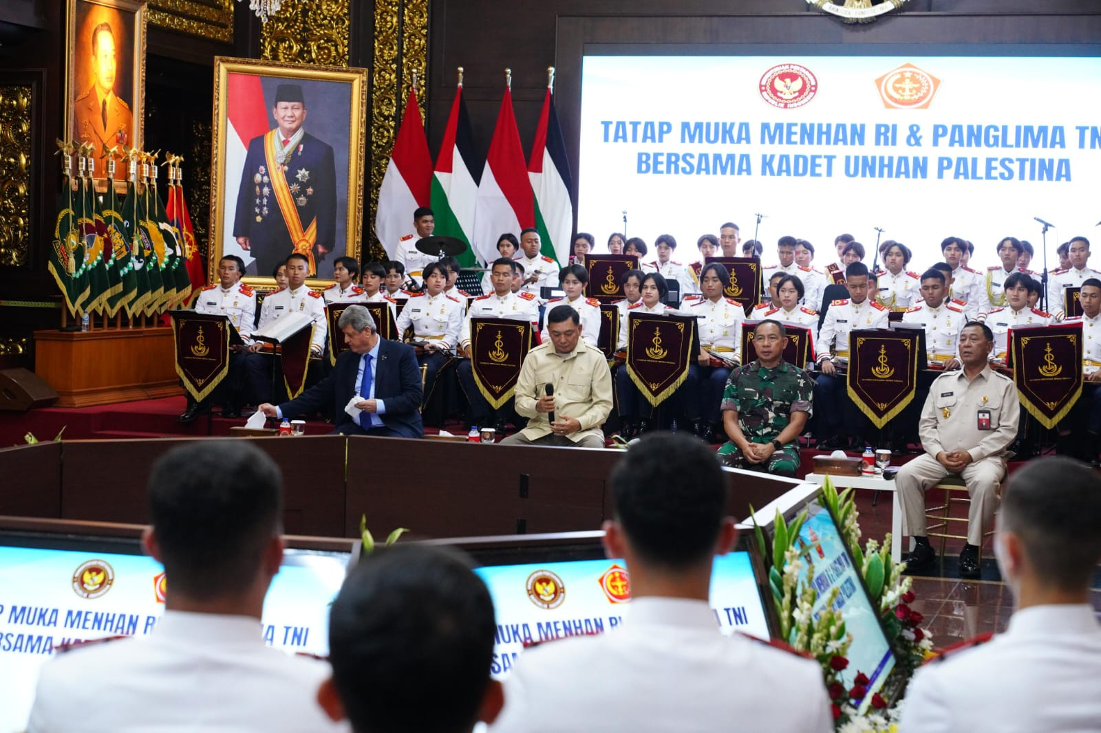 Panglima TNI Dampingi Menhan RI Beri Arahan Kadet Unhan Asal Palestina