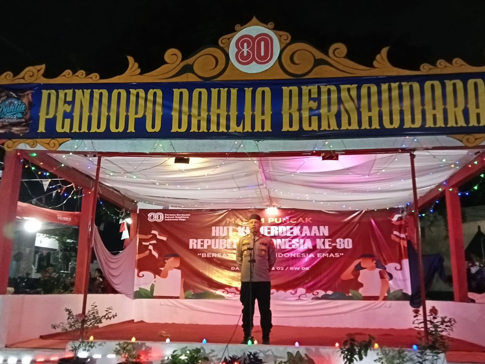 Kapolsek Bekasi Barat Hadiri Malam Puncak Perayaan HUT Kemerdekaan RI Ke-80 di Pendopo Dahlia Jakasampurna