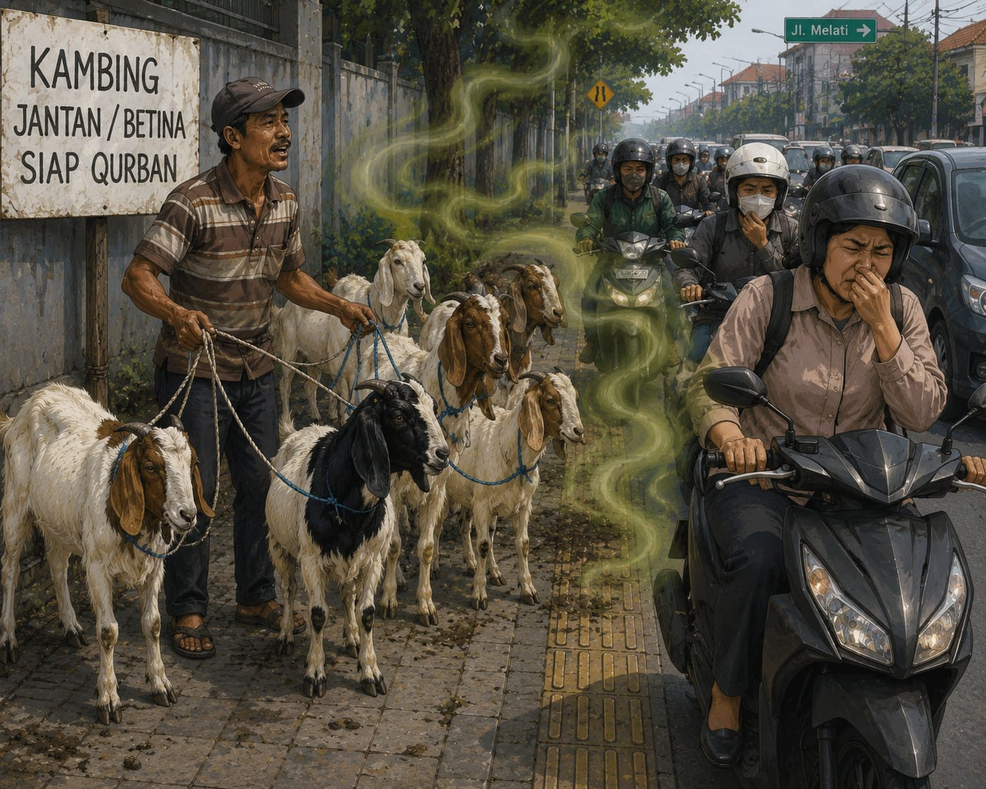 Bau Kotoran Hewan Kurban Ganggu Warga, Penjualan di Trotoar Jadi Sorotan