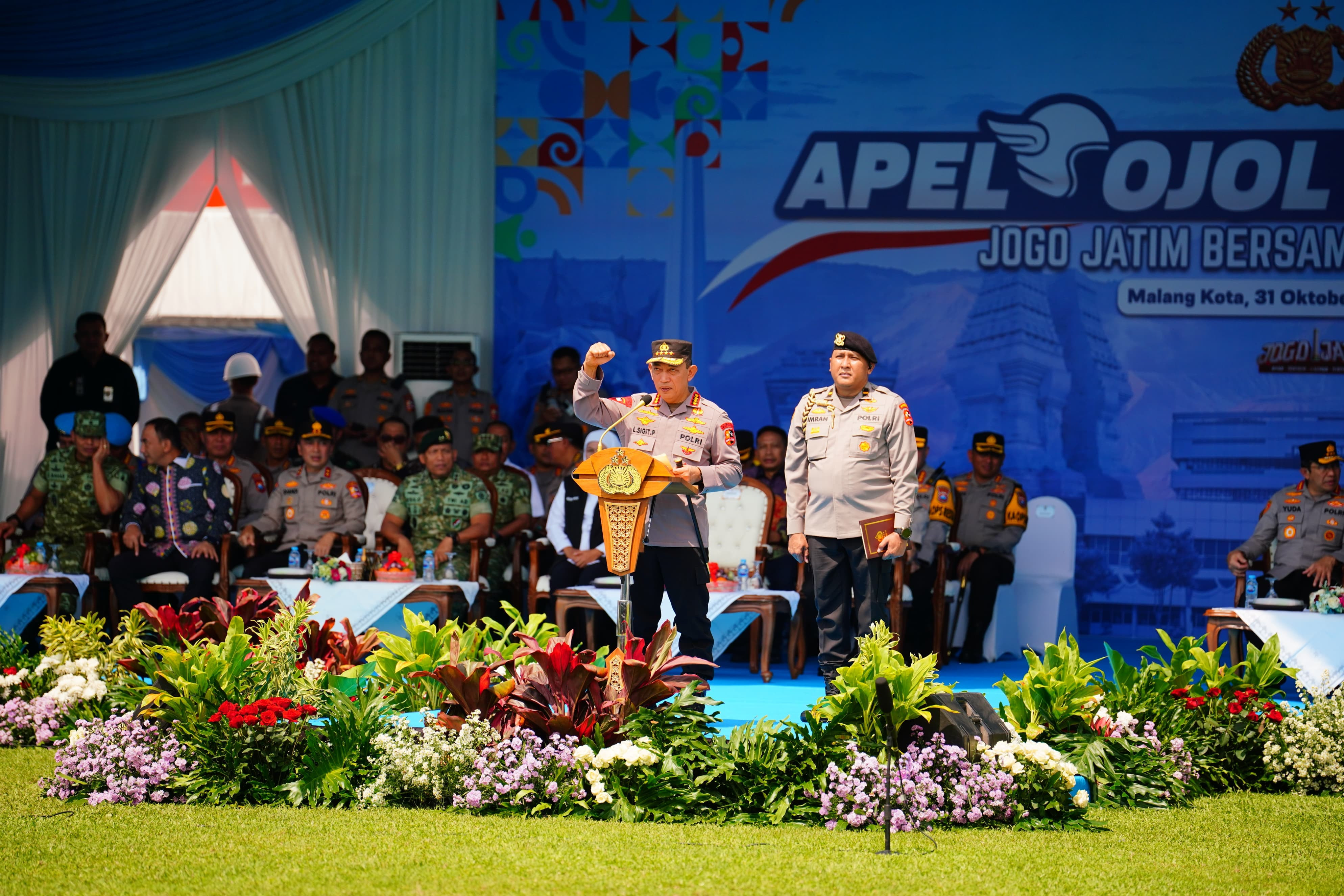 Pimpin Apel Ojol di Jatim, Kapolri Pastikan Komitmen Bermitra Jaga Kamtibmas Kondusif