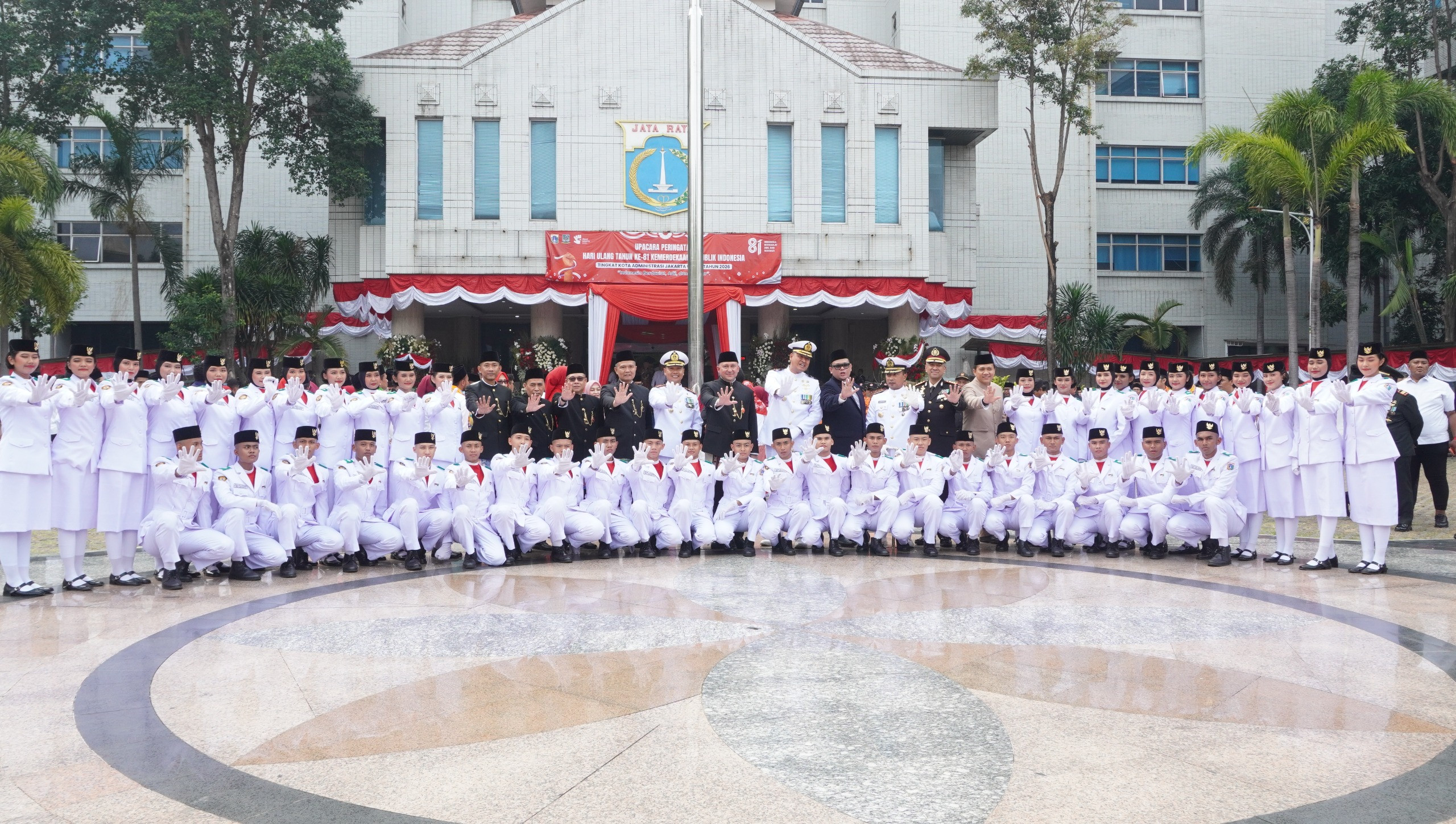 Kodim 0502/JU Ikuti Upacara HUT ke-81 RI Bersama Forkopimko Plus Jakarta Utara